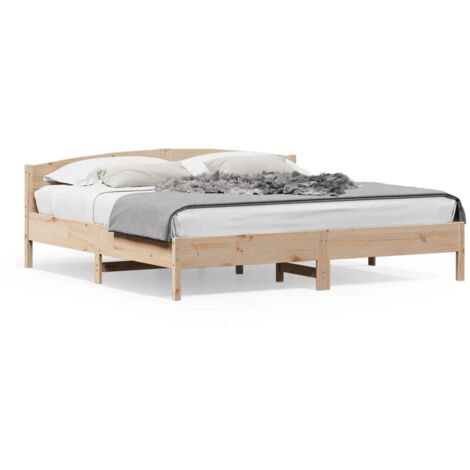 Cadre de lit avec tête de lit 180x200 bois de pin massif (1/5)