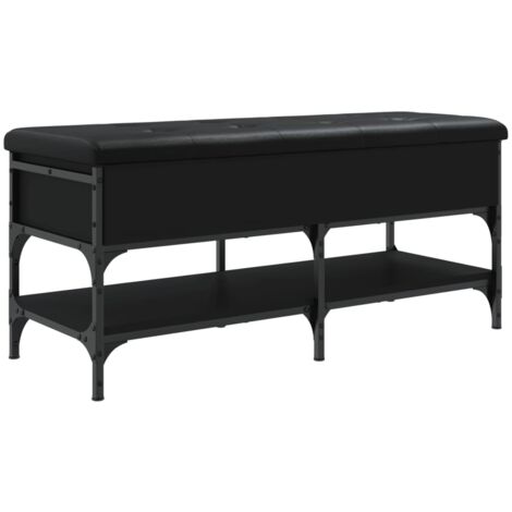 Banc à chaussures noir 102x42x45 bois d'ingénierie (1/5)