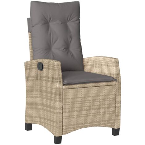 Chaise inclinable de jardin coussins mélange beige poly rotin (1/5)