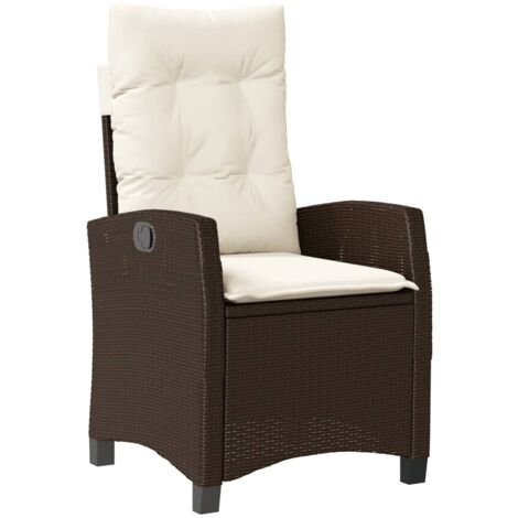 Chaises inclinables de jardin lot de 2 et coussins marron rotin (1/5)