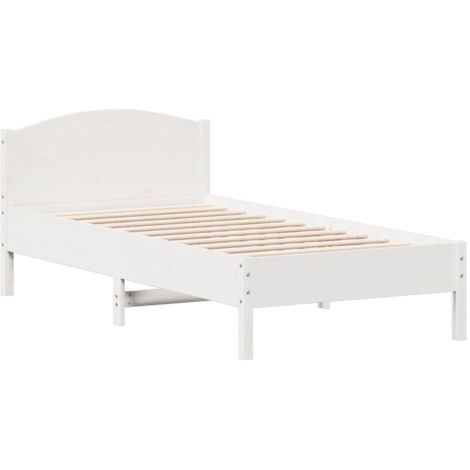 Cadre de lit avec tête de lit blanc 75x190 bois de pin massif (1/5)