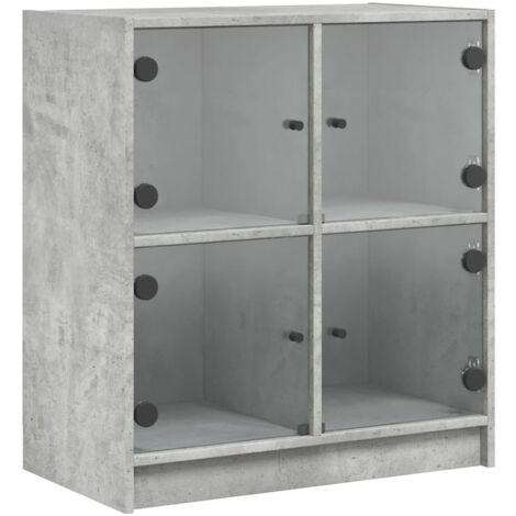 Armoire latérale avec portes en verre gris béton 68x37x75,5 (1/5)