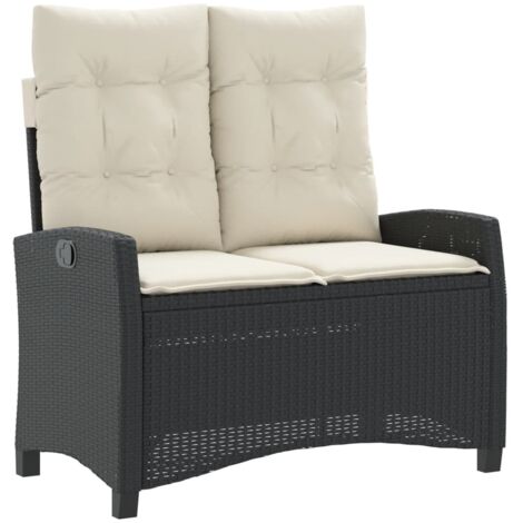 Banc inclinable de jardin avec coussins noir résine tressée (1/5)