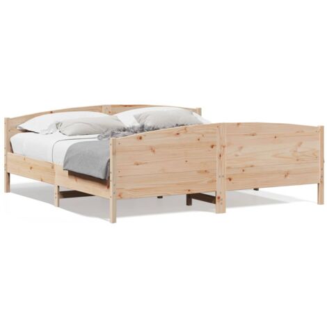 Cadre de lit avec tête de lit 180x200 bois de pin massif (1/5)