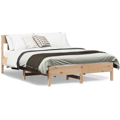 Cadre de lit avec tête de lit 160x200 bois de pin massif (1/5)
