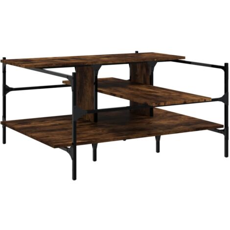 Table basse chêne fumé 100x100x48,5 bois d'ingénierie (1/5)