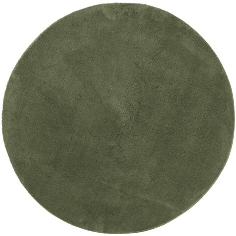 Tapis HUARTE à poils courts doux et lavable vert forêt Ø 100cm (1/5)