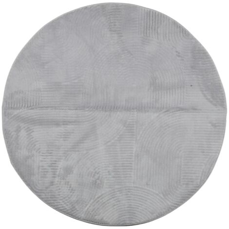 Tapis IZA poils courts style scandinave gris Ø 120cm (1/5)