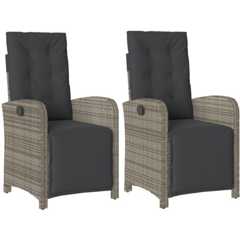 Chaises inclinables de jardin lot de 2 et repose-pied rotin (1/5)