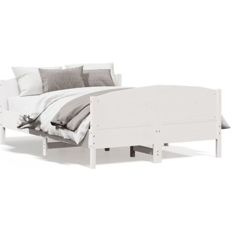 Cadre de lit avec tête de lit blanc 160x200 bois pin massif (1/5)