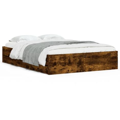 Cadre de lit et tiroirs chêne fumé 120x190 bois d'ingénierie (1/5)
