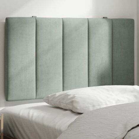 Coussin de tête de lit gris clair 90cm velours (1/5)