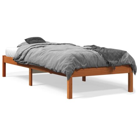 Cadre de lit marron 90x190 bois de pin massif (1/5)