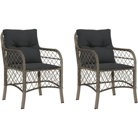 Chaises de jardin avec coussins lot de 2 gris résine tressée (1/5)