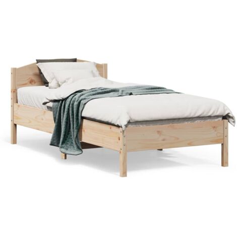 Cadre de lit avec tête de lit 75x190 bois de pin massif (1/5)