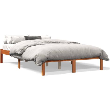 Cadre de lit marron 120x190 bois de pin massif (1/5)