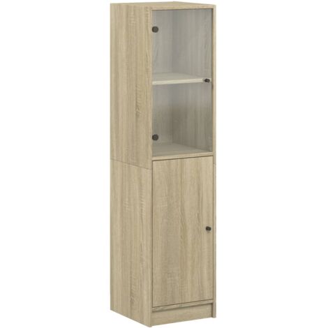 Buffet avec porte en verre chêne sonoma 35x37x142 (1/5)