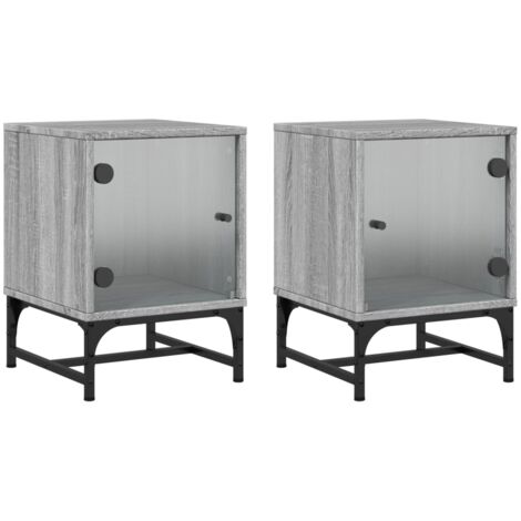 Tables de chevet et portes vitrées 2 pcs sonoma gris 35x37x50 (1/5)
