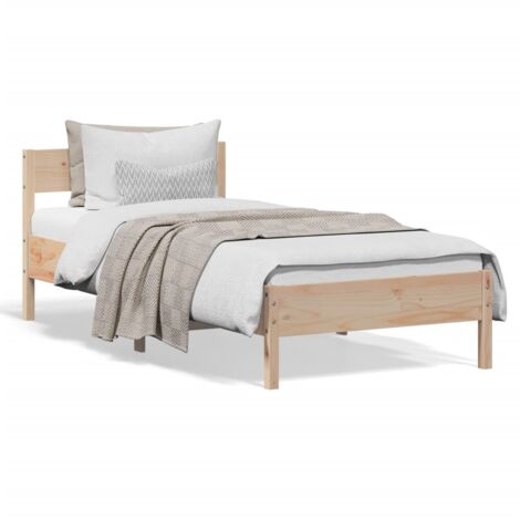 Cadre de lit avec tête de lit 75x190 bois de pin massif (1/5)