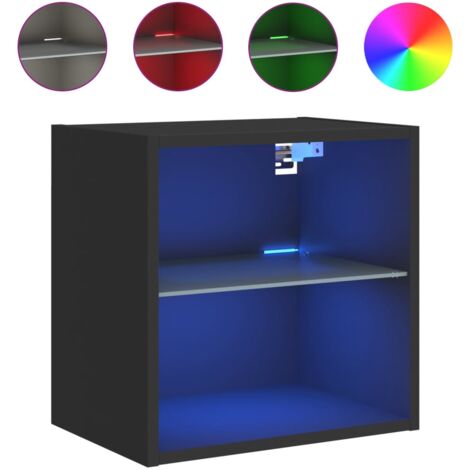 Table de chevet murale avec lumières LED noir (1/5)