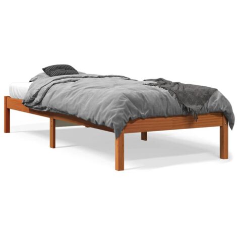 Cadre de lit marron 100x200 bois de pin massif (1/5)