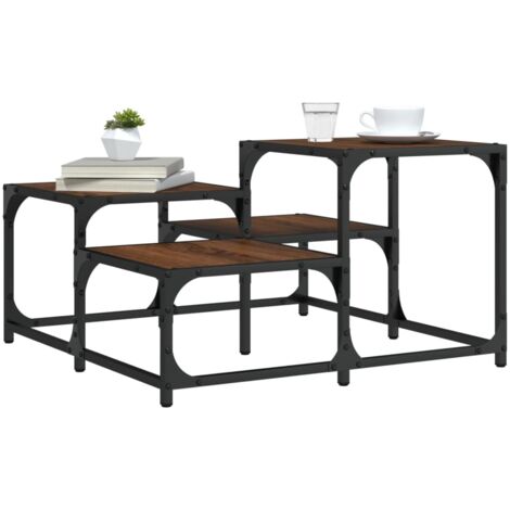 Table basse chêne marron 68x68x40 bois d'ingénierie (1/5)
