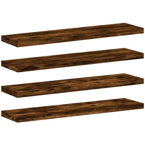 Étagères murales 4 pcs chêne fumé 40x10x1,5 bois d'ingénierie (1/5)