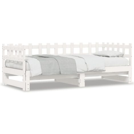 Lit coulissant Blanc 2x(80x200) cm Bois de pin massif (1/5)