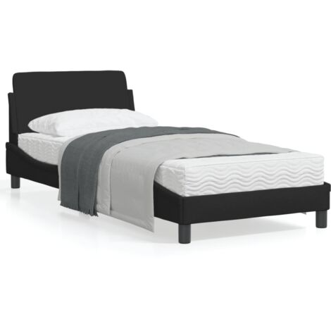 Cadre de lit avec tête de lit Noir 90x200 Tissu (1/5)