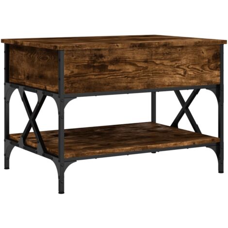 Table basse chêne fumé 70x50x50 bois d'ingénierie et métal (1/5)
