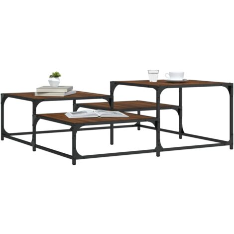 Table basse chêne marron 107x107x40 bois d'ingénierie (1/5)