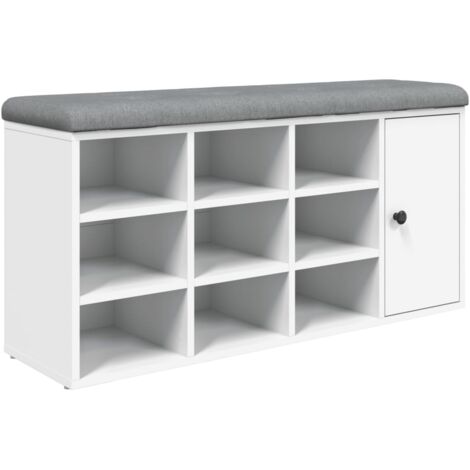 Banc à chaussures blanc 102x32x50 bois d'ingénierie (1/5)