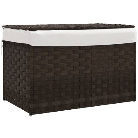 Panier à linge avec couvercle marron foncé résine tressée (1/5)