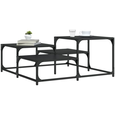 Table basse noir 87,5x87,5x40 bois d'ingénierie (1/5)