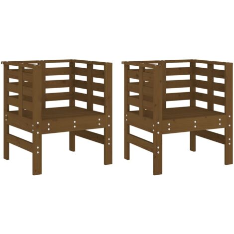 Chaises de jardin lot de 2 marron miel 61,5x53x71 pin massif (1/5)
