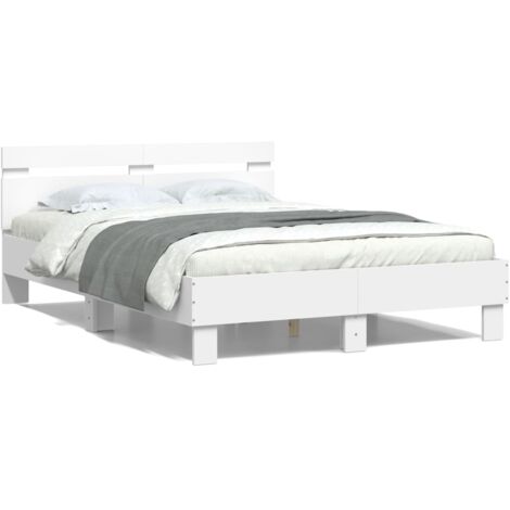 Cadre de lit avec tête de lit blanc 120x190 bois d'ingénierie (1/5)