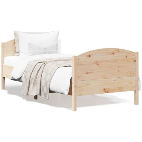 Cadre de lit avec tête de lit 75x190 bois de pin massif (1/5)