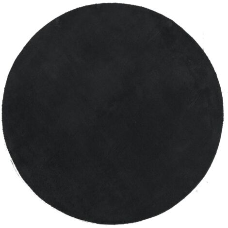 Tapis HUARTE à poils courts doux et lavable noir Ø 160cm (1/5)