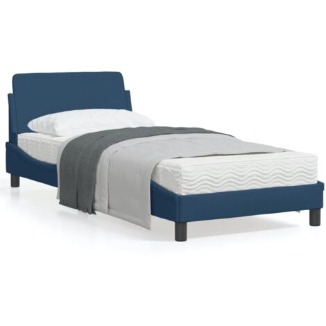 Cadre de lit avec tête de lit Bleu 90x190 Tissu (1/5)