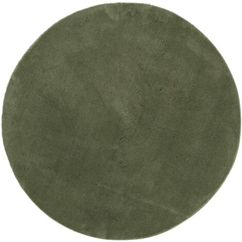 Tapis HUARTE à poils courts doux et lavable vert forêt Ø 80cm (1/5)