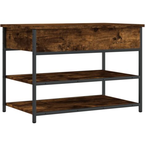 Banc à chaussures chêne fumé 70x42,5x50 bois d'ingénierie (1/5)
