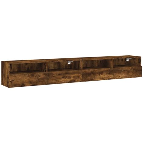 Meubles TV muraux 2pcs chêne fumé 100x30x30 bois d'ingénierie (1/5)