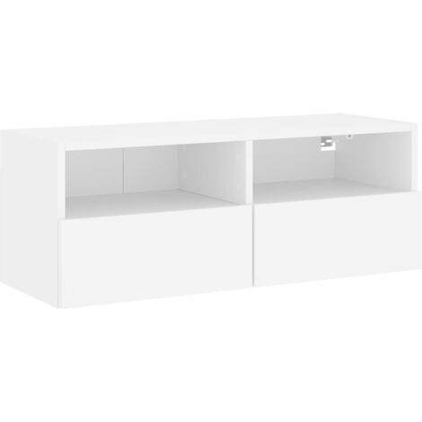 Meuble TV mural blanc 80x30x30 bois d'ingénierie (1/5)