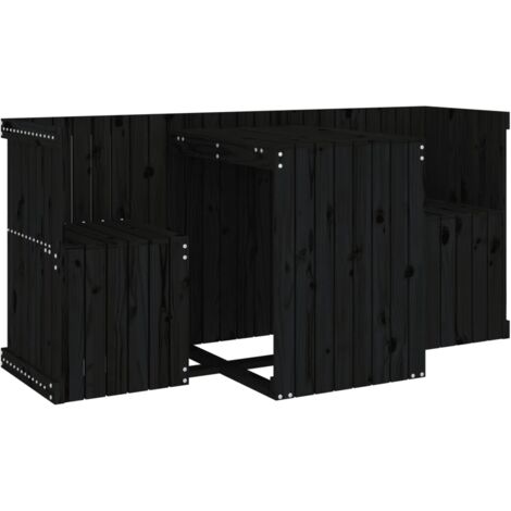 Set de balcon 2 places noir bois de pin massif (1/5)