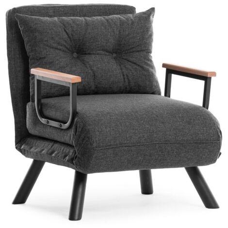 Fauteuil convertible tissu BOUKA - 1 ou 2 places 1 place fauteuil-Gris anthracite-1 place fauteuil