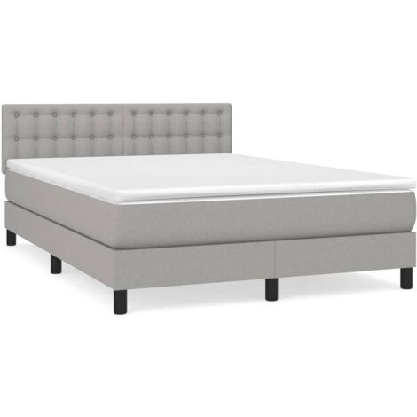 Lit à sommier tapissier avec matelas Gris clair 140x200 Tissu 3 (1/5)