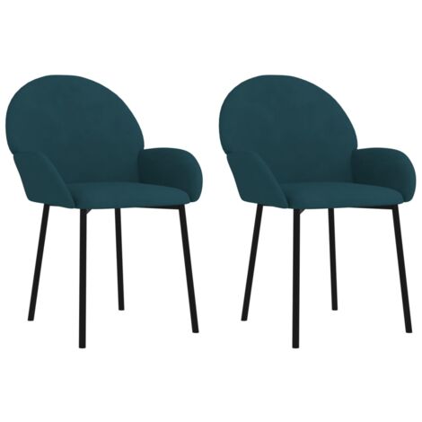 Chaises à manger lot de 2 bleu velours (1/5)