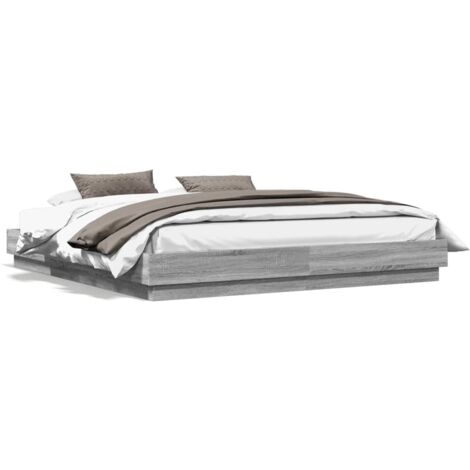 Cadre de lit avec lumières LED sonoma gris 200x200 (1/5)