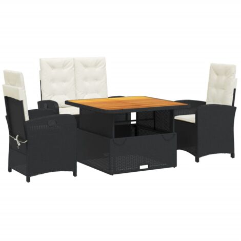 Ensemble à manger de jardin 4 pcs avec coussins noir (1/5)