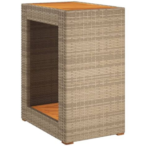 Table d'appoint de jardin dessus en bois beige 60x40x75 (1/5)